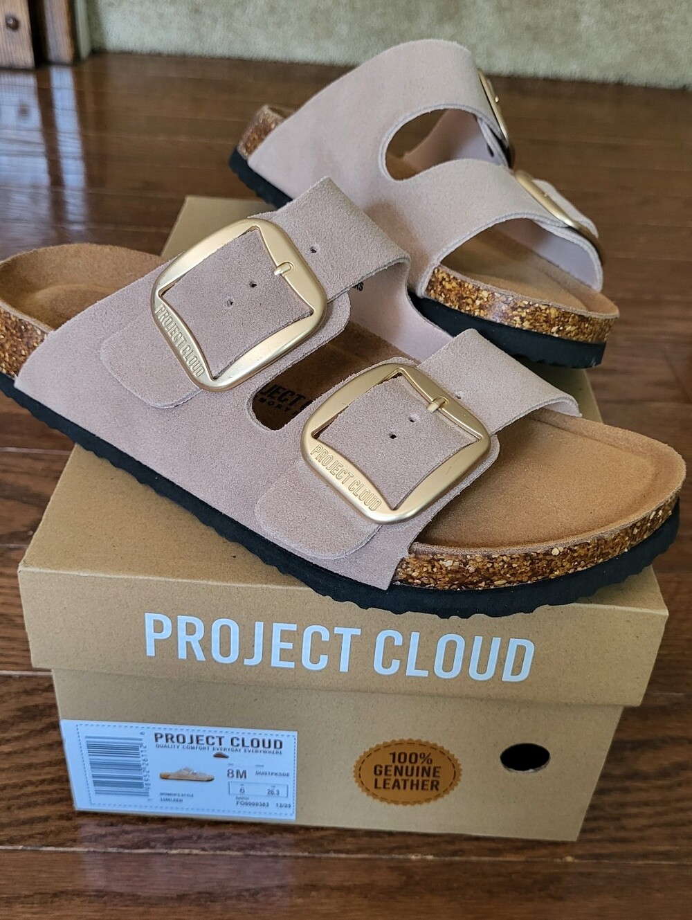 NWB Project Cloud “Lurleen” Genuine Leather Big Buckle Sandals